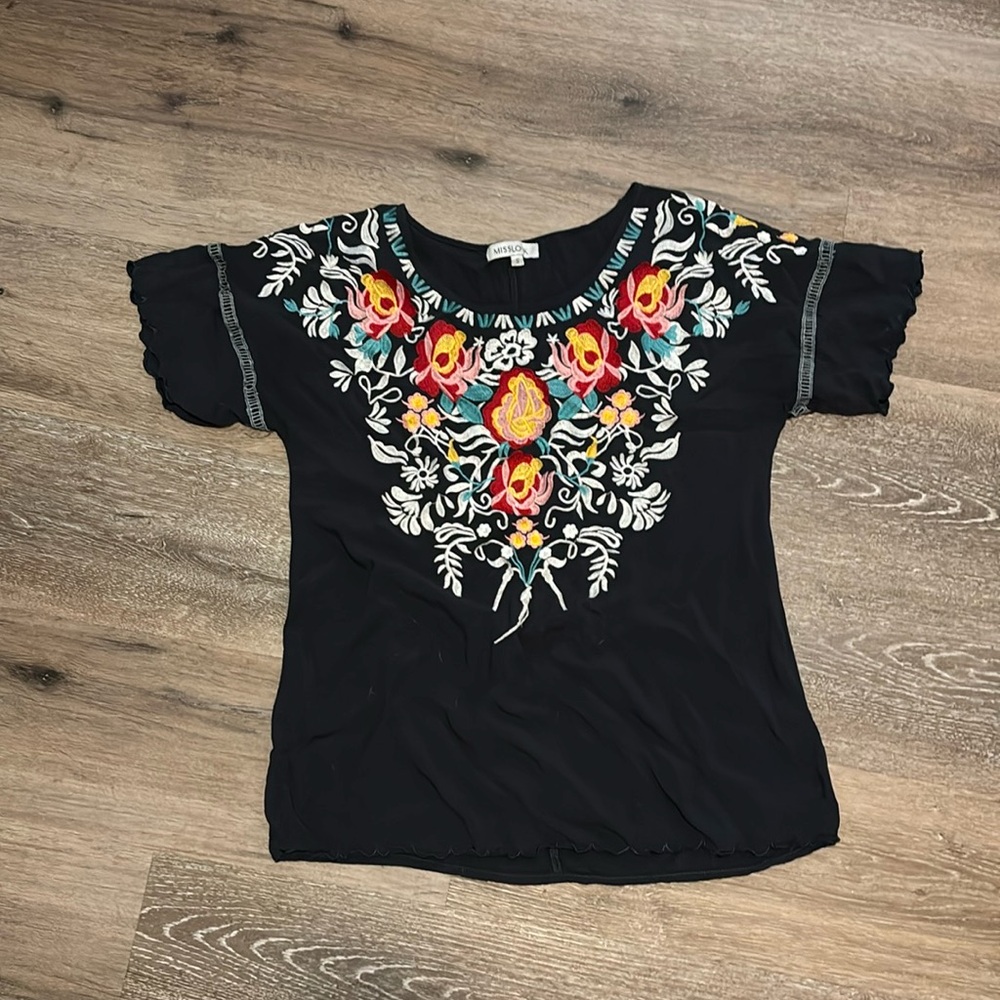 Boho embroidered top